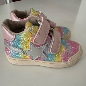 Naturino Pink and Silver Glitter Toddler Sneakers size 23, Never Been Worn
